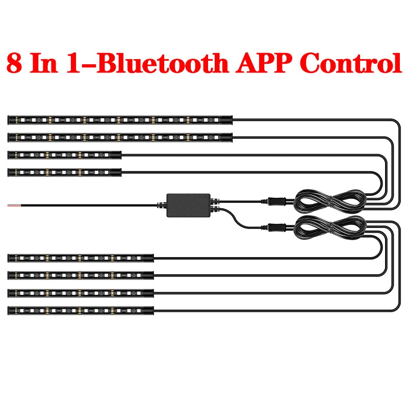 LED Car Motorcycle Decorative Ambient Lamp Backlight 5050 SMD Flexible Waterproof RGB APP Sound Control Moto Atmosphere Light