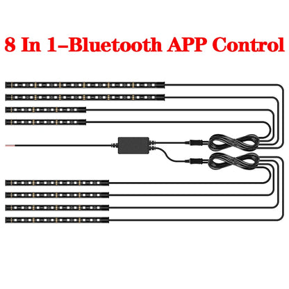 LED Car Motorcycle Decorative Ambient Lamp Backlight 5050 SMD Flexible Waterproof RGB APP Sound Control Moto Atmosphere Light