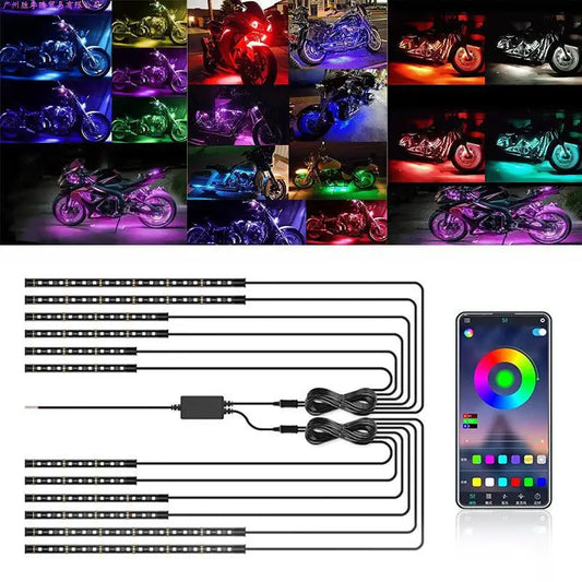 LED Car Motorcycle Decorative Ambient Lamp Backlight 5050 SMD Flexible Waterproof RGB APP Sound Control Moto Atmosphere Light
