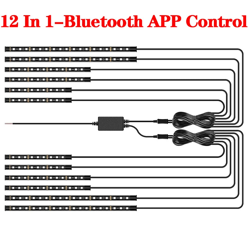 LED Car Motorcycle Decorative Ambient Lamp Backlight 5050 SMD Flexible Waterproof RGB APP Sound Control Moto Atmosphere Light