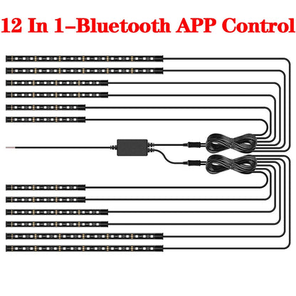 LED Car Motorcycle Decorative Ambient Lamp Backlight 5050 SMD Flexible Waterproof RGB APP Sound Control Moto Atmosphere Light