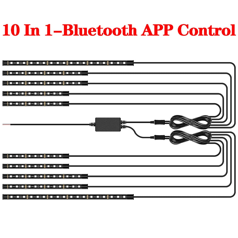 LED Car Motorcycle Decorative Ambient Lamp Backlight 5050 SMD Flexible Waterproof RGB APP Sound Control Moto Atmosphere Light