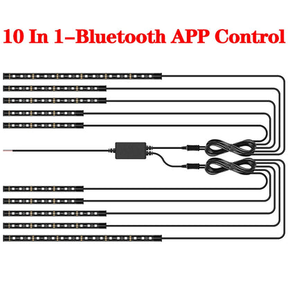 LED Car Motorcycle Decorative Ambient Lamp Backlight 5050 SMD Flexible Waterproof RGB APP Sound Control Moto Atmosphere Light