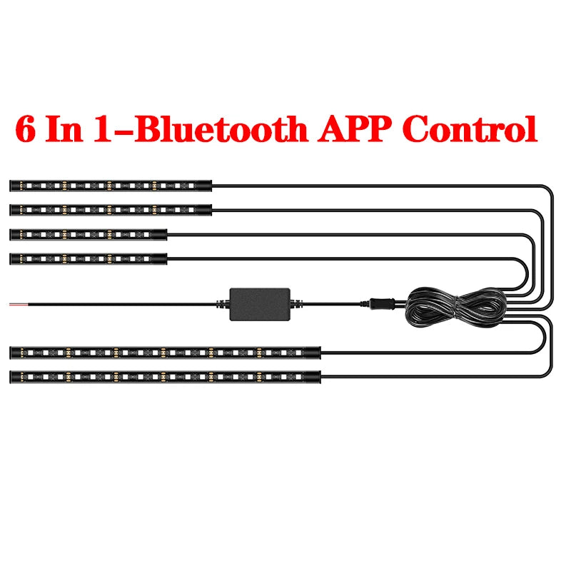LED Car Motorcycle Decorative Ambient Lamp Backlight 5050 SMD Flexible Waterproof RGB APP Sound Control Moto Atmosphere Light